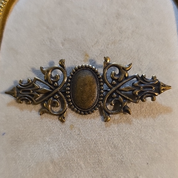 Vintage Copper Bar Brooch With Fleur-de-lis Accents - Picture 1 of 4